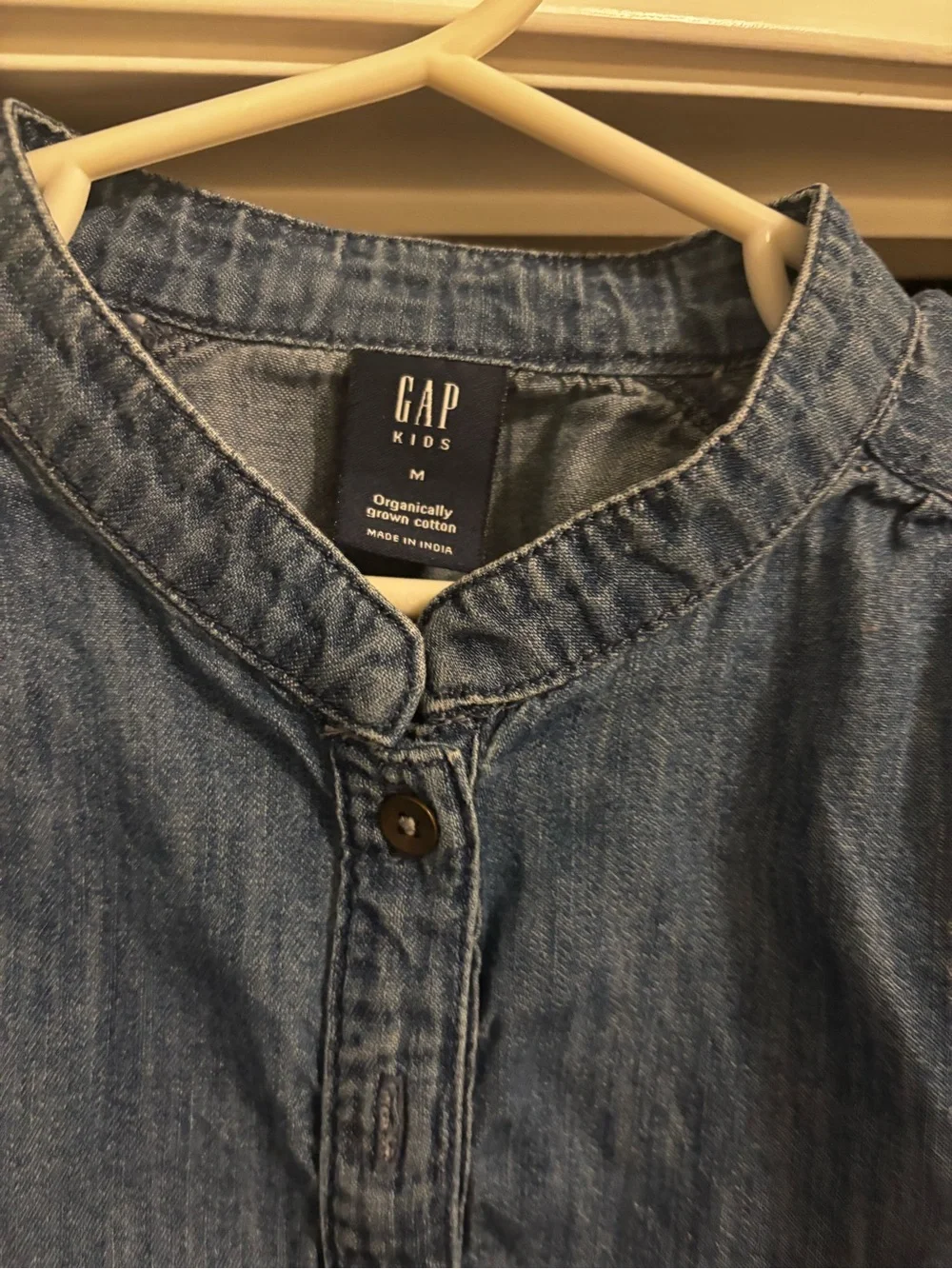 GAP Denim made with Organic Cotton Henley Partial button down  Top - Blue
